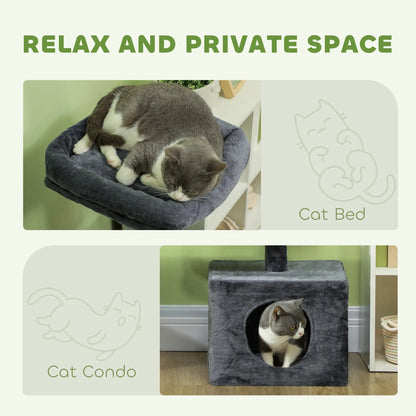 53" Cat Tree, Scratching Posts, Condo, Beds, Platforms, Toy Balls, Dark Grey Cat Towers at Gallery Canada