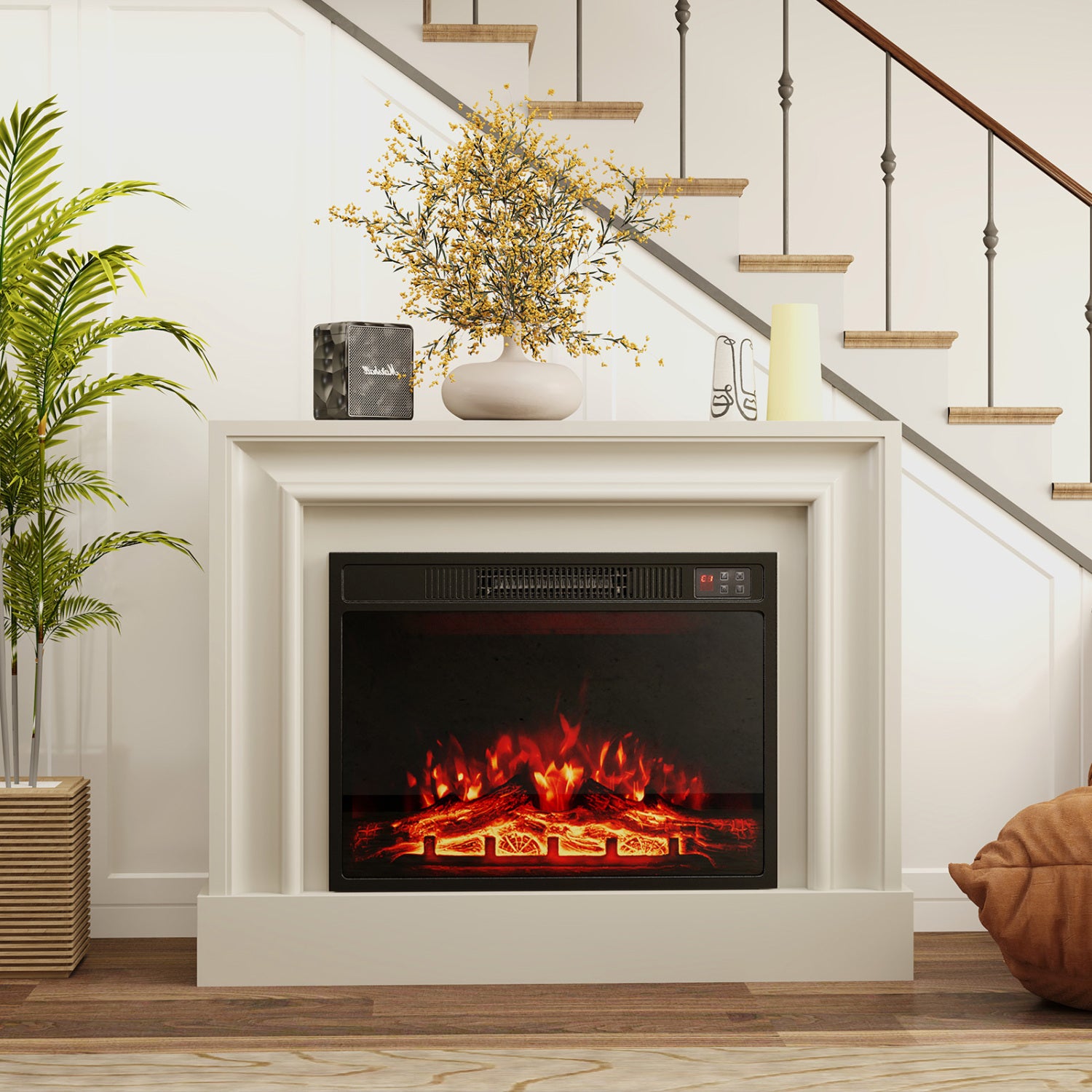 23 Inch Electric Fireplace Insert, Adjustable Flame, Black Fireplaces at Gallery Canada
