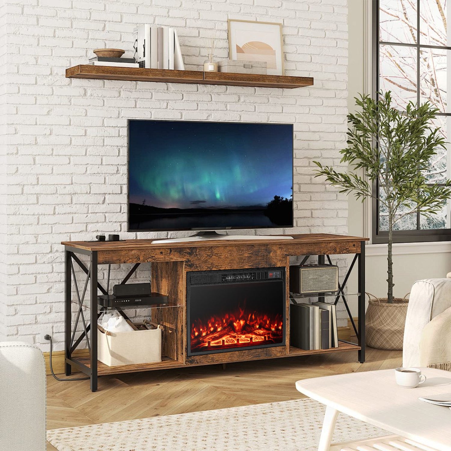 23 Inch Electric Fireplace Insert, Adjustable Flame, Black Fireplaces at Gallery Canada