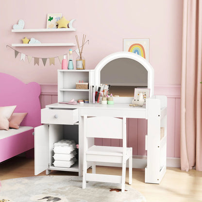 Kids Vanity Set, Toddler Dressing Table and Chair, White Toy Vanity at Gallery Canada
