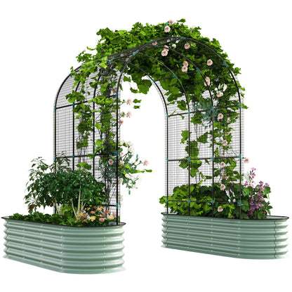 Galvanized Raised Garden Bed With Arch Trellis, Metal Planter Box Galvanized Planter Boxes at Gallery Canada