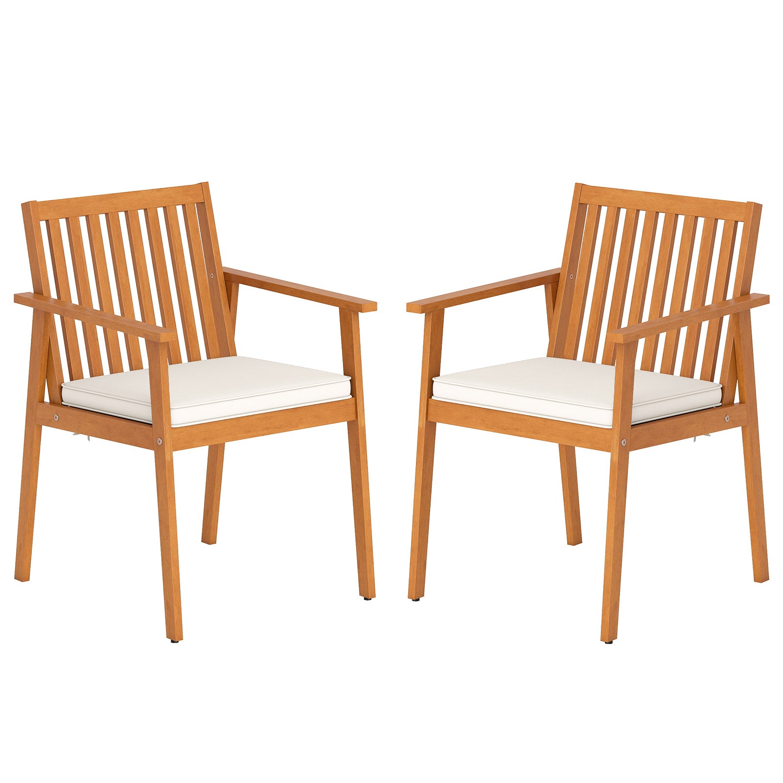 2 Acacia Wood Patio Dining Chairs, Removable Padded Cushion, Natural Patio Dining Chairs at Gallery Canada