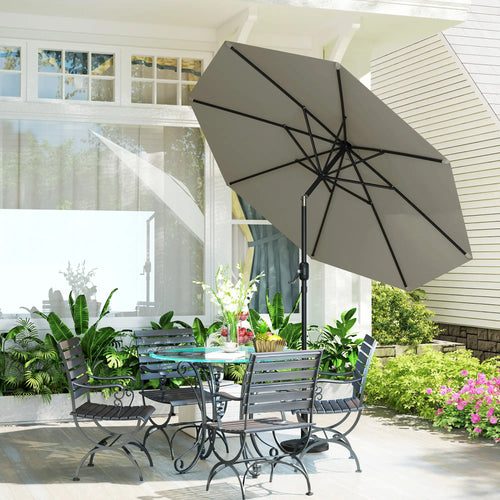 Aluminum Patio Umbrella, 8.5ft, Garden Outdoor Parasol, Light Grey