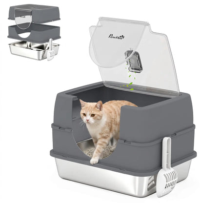 Stainless Steel Cat Litter Box with Lid, High Sided, Scoop Cat Litter Box Enclosures at Gallery Canada