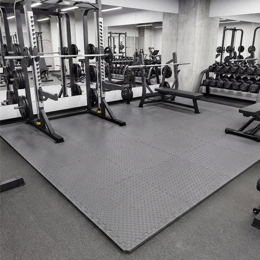 1/2 Inch Puzzle Exercise Floor Mats, 24 Tiles, Gray Yoga Accessories Gray at Gallery Canada
