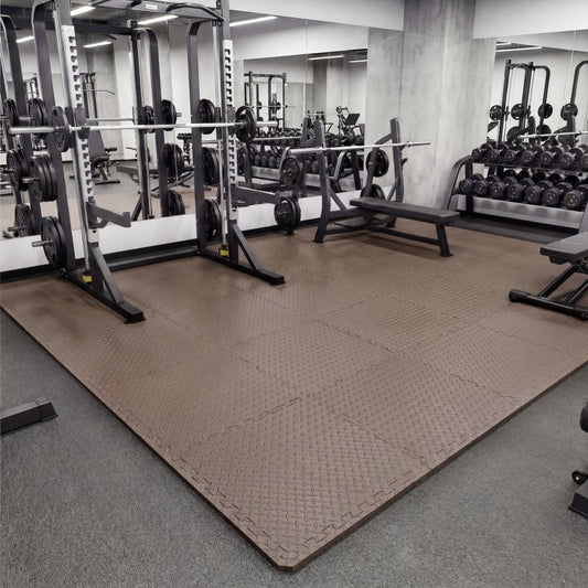 24 Tiles 1/2" Puzzle Exercise Mats, Brown Yoga Accessories Brown at Gallery Canada