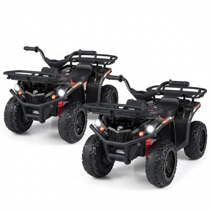 24V Electric Ride On Quad with LED Headlights-Black-2 Pieces, (2 pieces) Black + Black Powered Ride On Toys at Gallery Canada