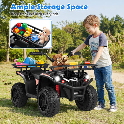 24V Electric Ride On Quad with LED Headlights-Black-2 Pieces, (2 pieces) Black + Black Powered Ride On Toys at Gallery Canada