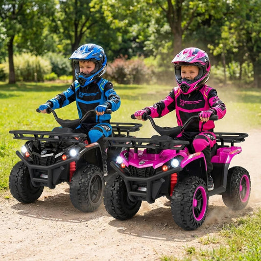 24V Electric Ride On Quad with LED Headlights-Black+Pink, (2 pieces) Black + Pink Powered Ride On Toys (2 pieces) Black + Pink at Gallery Canada