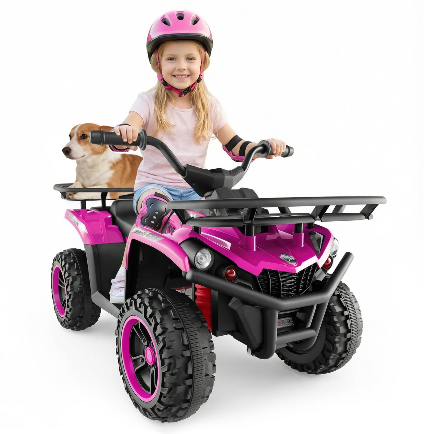 24V Electric Ride On Quad with LED Headlights, Pink Powered Ride On Toys at Gallery Canada