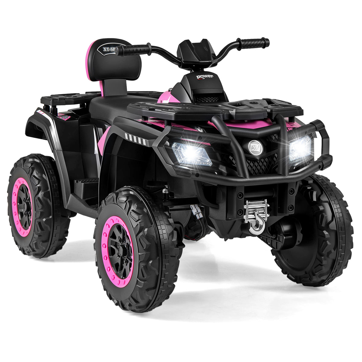 24V Kids ATV 2-Seater, With LED Lights And Music, Pink Powered Ride On Toys at Gallery Canada