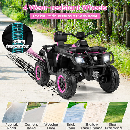 24V Kids ATV 2-Seater, With LED Lights And Music, Pink Powered Ride On Toys at Gallery Canada