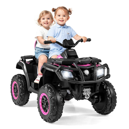 24V Kids ATV 2-Seater, With LED Lights And Music, Pink Powered Ride On Toys at Gallery Canada