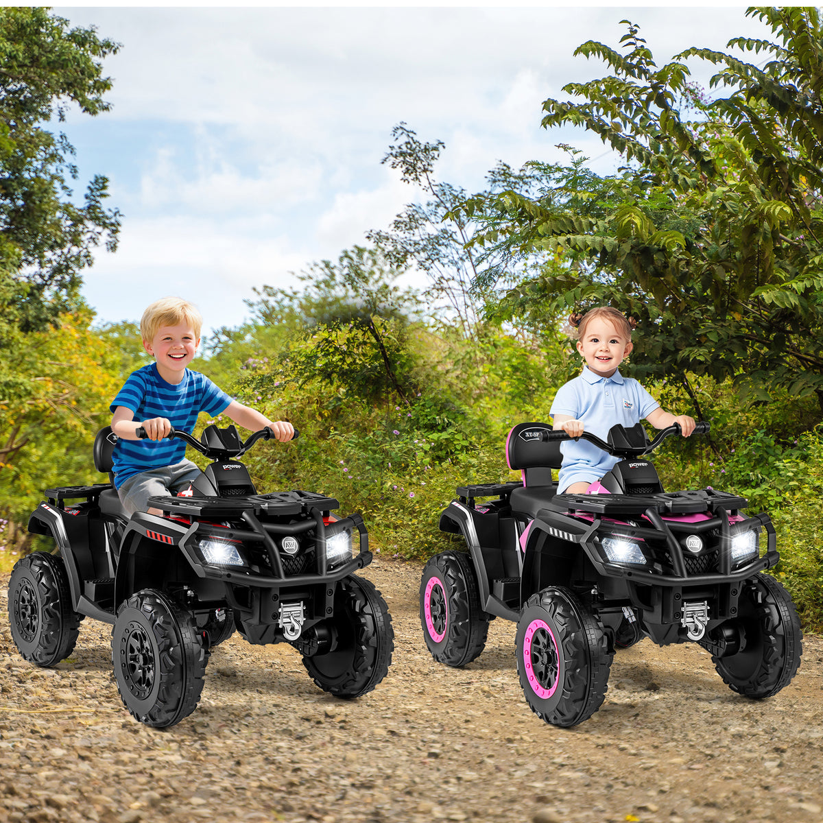 24V Kids ATV 2-Seater, With LED Lights And Music, Pink Powered Ride On Toys at Gallery Canada