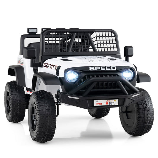 24V Ride On Car for Kids with Parent Remote Control and Music, White Powered Ride On Toys White at Gallery Canada