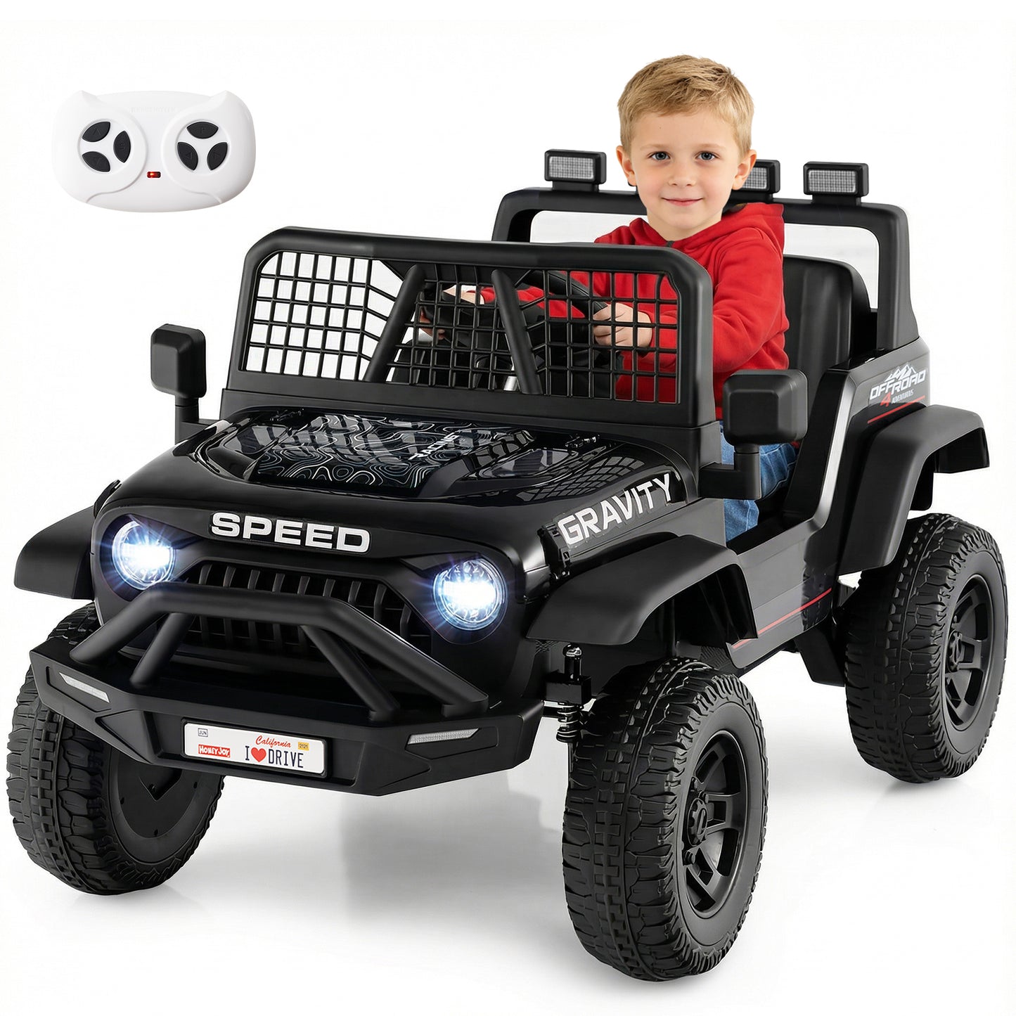 24V Ride On Car for Kids with Parent Remote Control and Music, Black Powered Ride On Toys at Gallery Canada