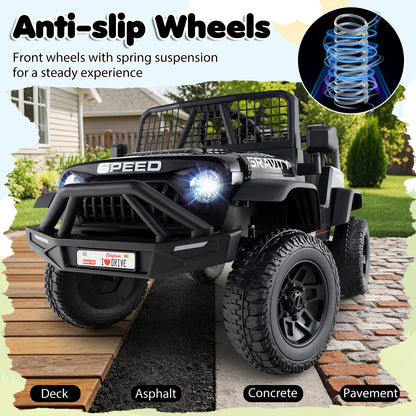 24V Ride On Car for Kids with Parent Remote Control and Music, Black Powered Ride On Toys at Gallery Canada