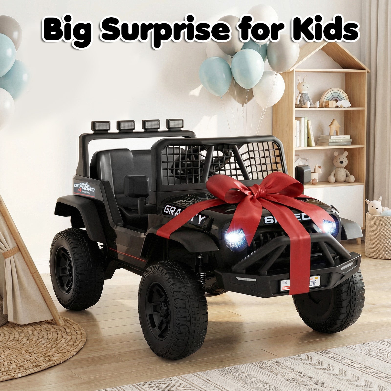24V Ride On Car for Kids with Parent Remote Control and Music, Black Powered Ride On Toys at Gallery Canada