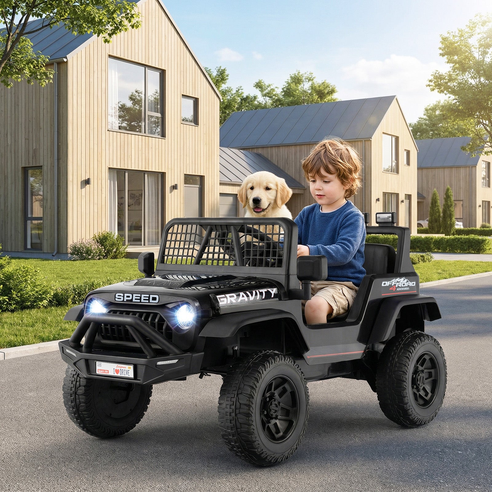 24V Ride On Car for Kids with Parent Remote Control and Music, Black Powered Ride On Toys at Gallery Canada