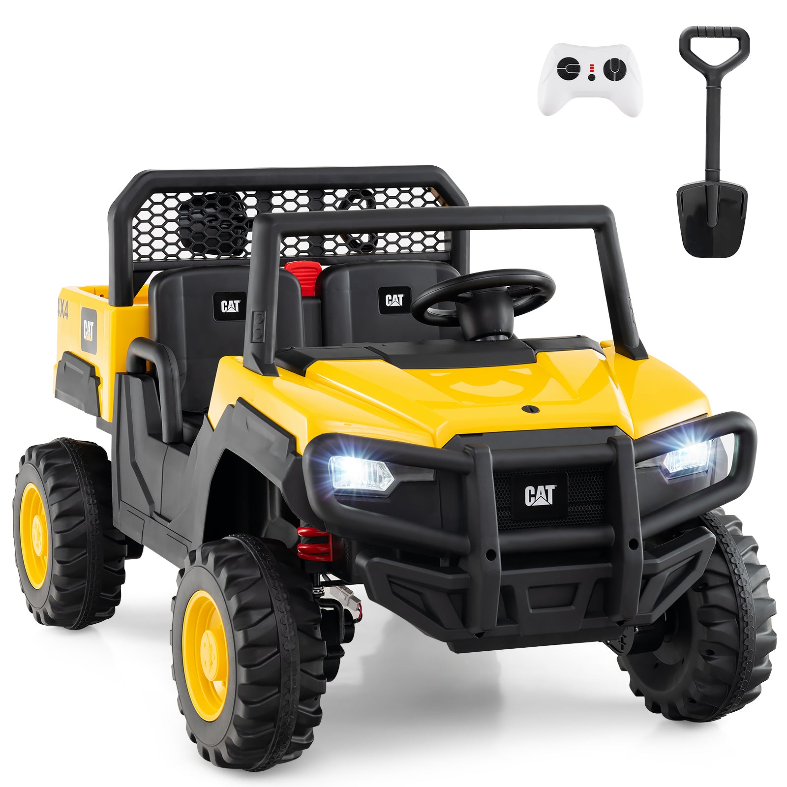 24V Ride On Dump Truck, 2-Seater Kids Car, Remote Control, Yellow Powered Ride On Toys at Gallery Canada