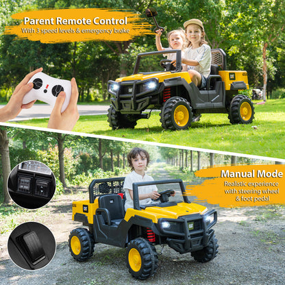24V Ride On Dump Truck, 2-Seater Kids Car, Remote Control, Yellow Powered Ride On Toys at Gallery Canada