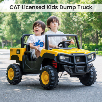 24V Ride On Dump Truck Licensed Caterpillar 2-Seater for Girls Boys, Yellow Powered Ride On Toys at Gallery Canada