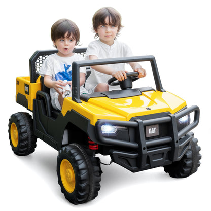 24V Ride On Dump Truck Licensed Caterpillar 2-Seater for Girls Boys, Yellow Powered Ride On Toys at Gallery Canada
