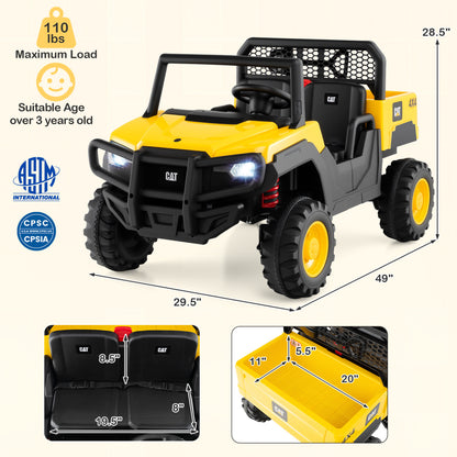 24V Ride On Dump Truck Licensed Caterpillar 2-Seater for Girls Boys, Yellow Powered Ride On Toys at Gallery Canada