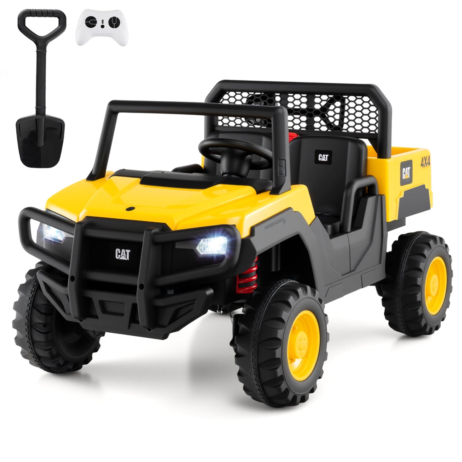 24V Ride On Dump Truck Licensed Caterpillar 2-Seater for Girls Boys, Yellow Powered Ride On Toys Yellow at Gallery Canada