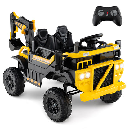24V Ride On Excavator, 4WD 2-Seater, Remote Control, Digging Arm, Yellow Powered Ride On Toys at Gallery Canada