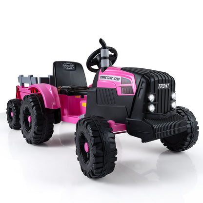 24V Ride On Tractor, Detachable Trailer, Remote Control, Pink Powered Ride On Toys at Gallery Canada
