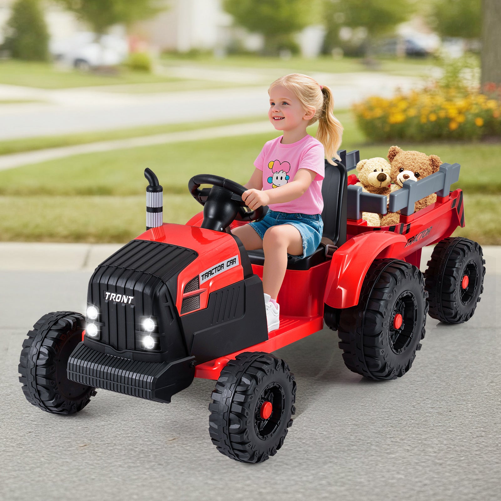 24V Kids Electric Ride On Tractor, Detachable Trailer, Remote Control, Red Powered Ride On Toys at Gallery Canada