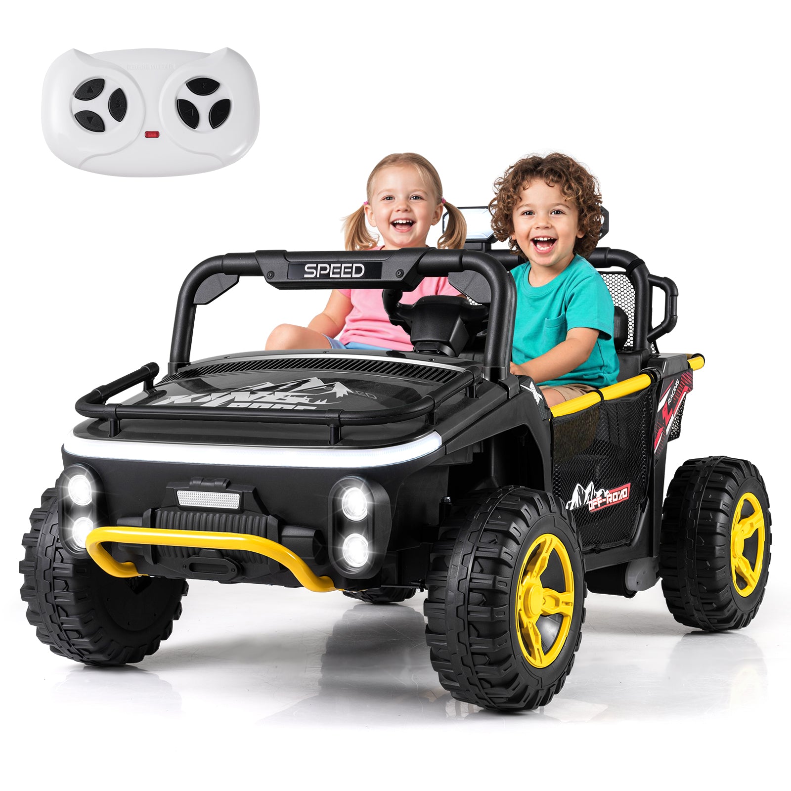 24V Ride on Toy for Kids 2 Seater Ride on Truck Car with Horn Music Story, Black Powered Ride On Toys at Gallery Canada