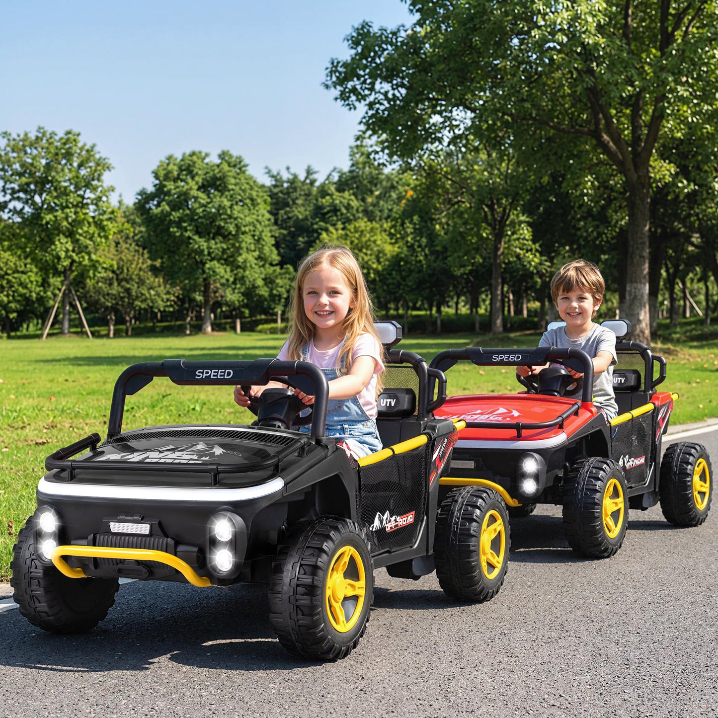 24V Ride on Toy for Kids 2 Seater Ride on Truck Car with Horn Music Story, Black Powered Ride On Toys at Gallery Canada