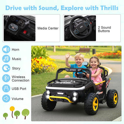 24V Ride on Toy for Kids 2 Seater Ride on Truck Car with Horn Music Story, Black Powered Ride On Toys at Gallery Canada