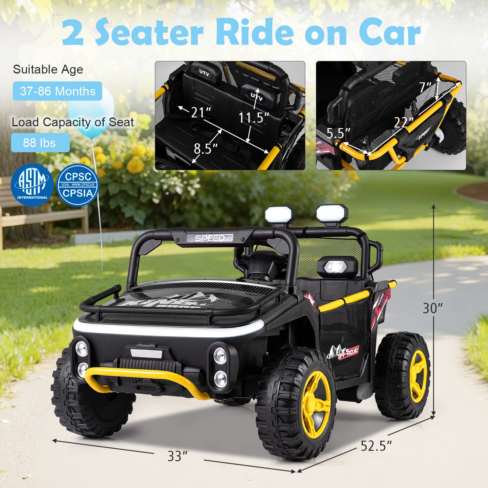 24V Ride on Toy for Kids 2 Seater Ride on Truck Car with Horn Music Story, Black Powered Ride On Toys at Gallery Canada