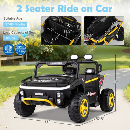 24V Ride on Toy for Kids 2 Seater Ride on Truck Car with Horn Music Story, Black Powered Ride On Toys at Gallery Canada