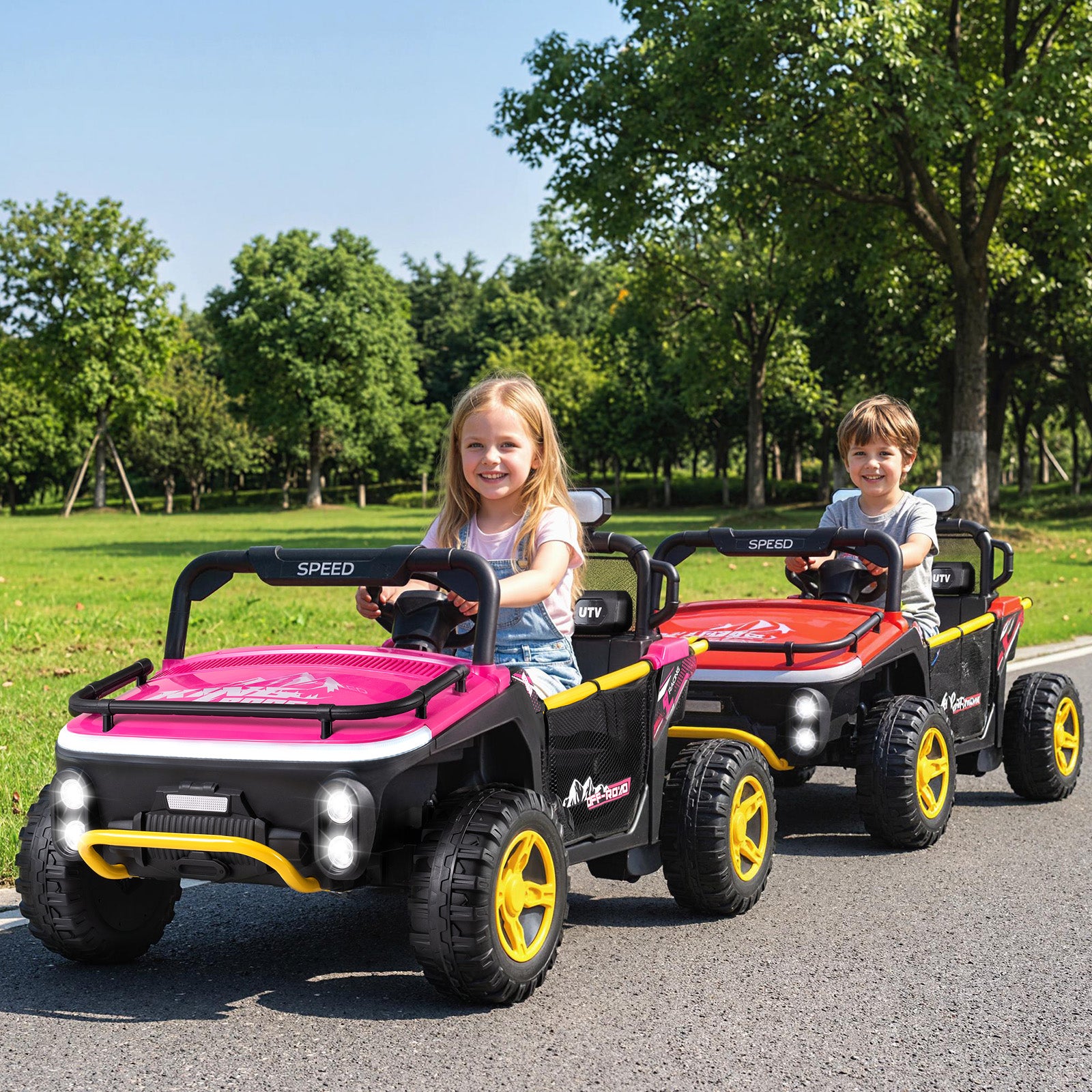 24V Ride on Toy for Kids 2 Seater Ride on Truck Car with Horn Music Story, Pink Powered Ride On Toys at Gallery Canada