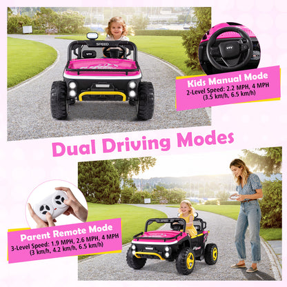 24V Ride on Toy for Kids 2 Seater Ride on Truck Car with Horn Music Story, Pink Powered Ride On Toys at Gallery Canada