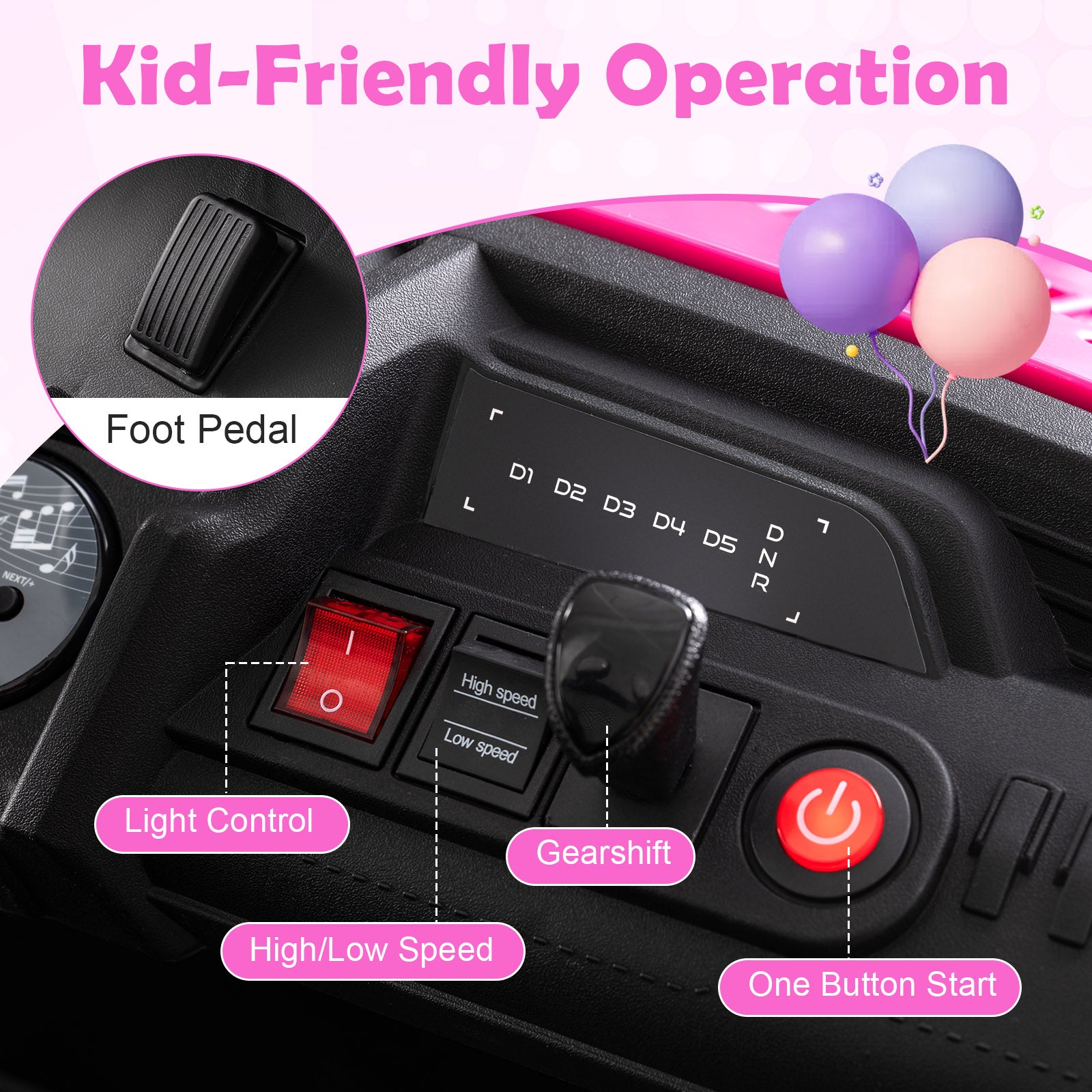 24V Ride on Toy for Kids 2 Seater Ride on Truck Car with Horn Music Story, Pink Powered Ride On Toys at Gallery Canada