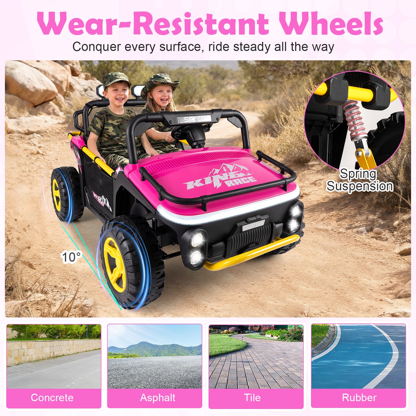 24V Ride on Toy for Kids 2 Seater Ride on Truck Car with Horn Music Story, Pink Powered Ride On Toys at Gallery Canada