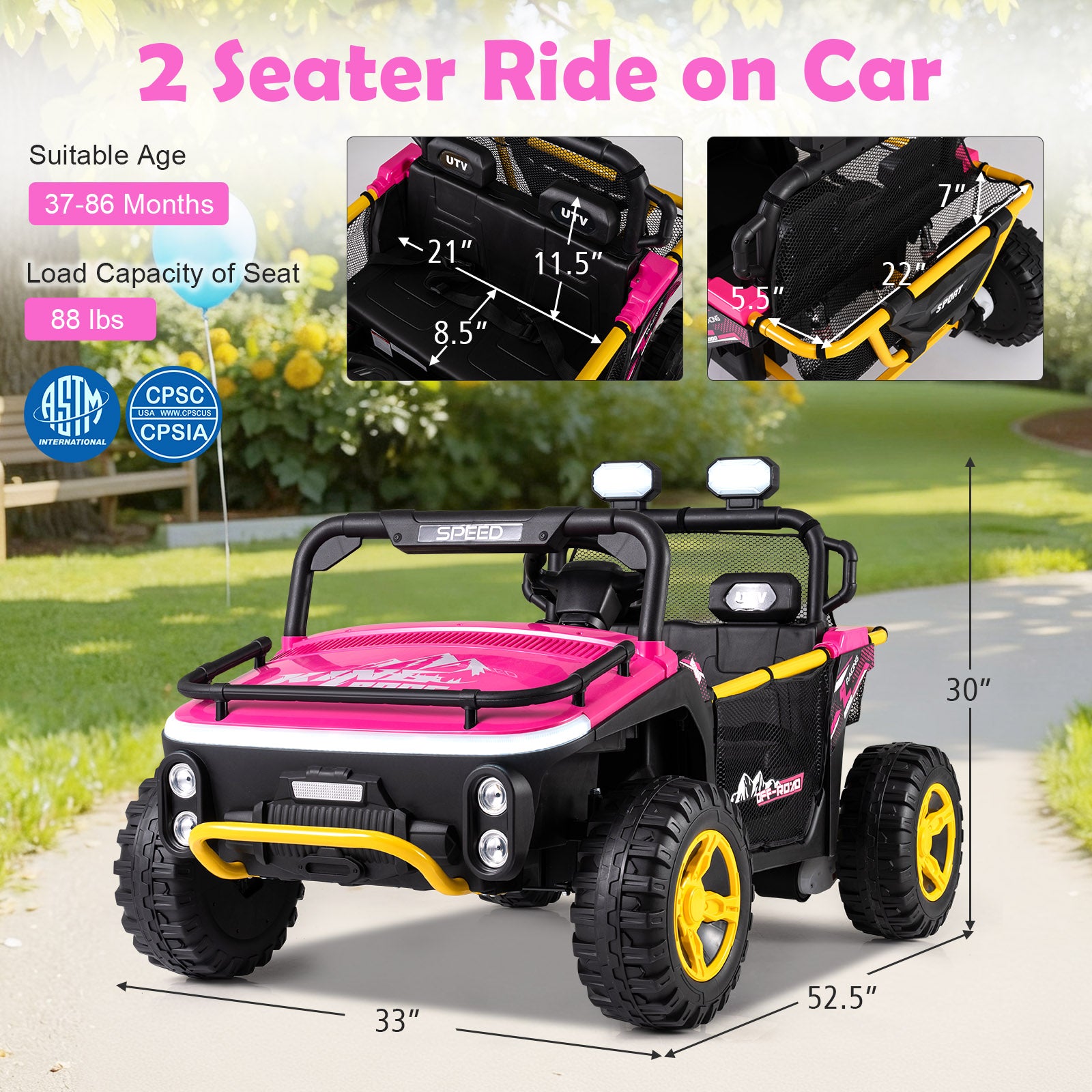 24V Ride on Toy for Kids 2 Seater Ride on Truck Car with Horn Music Story, Pink Powered Ride On Toys at Gallery Canada