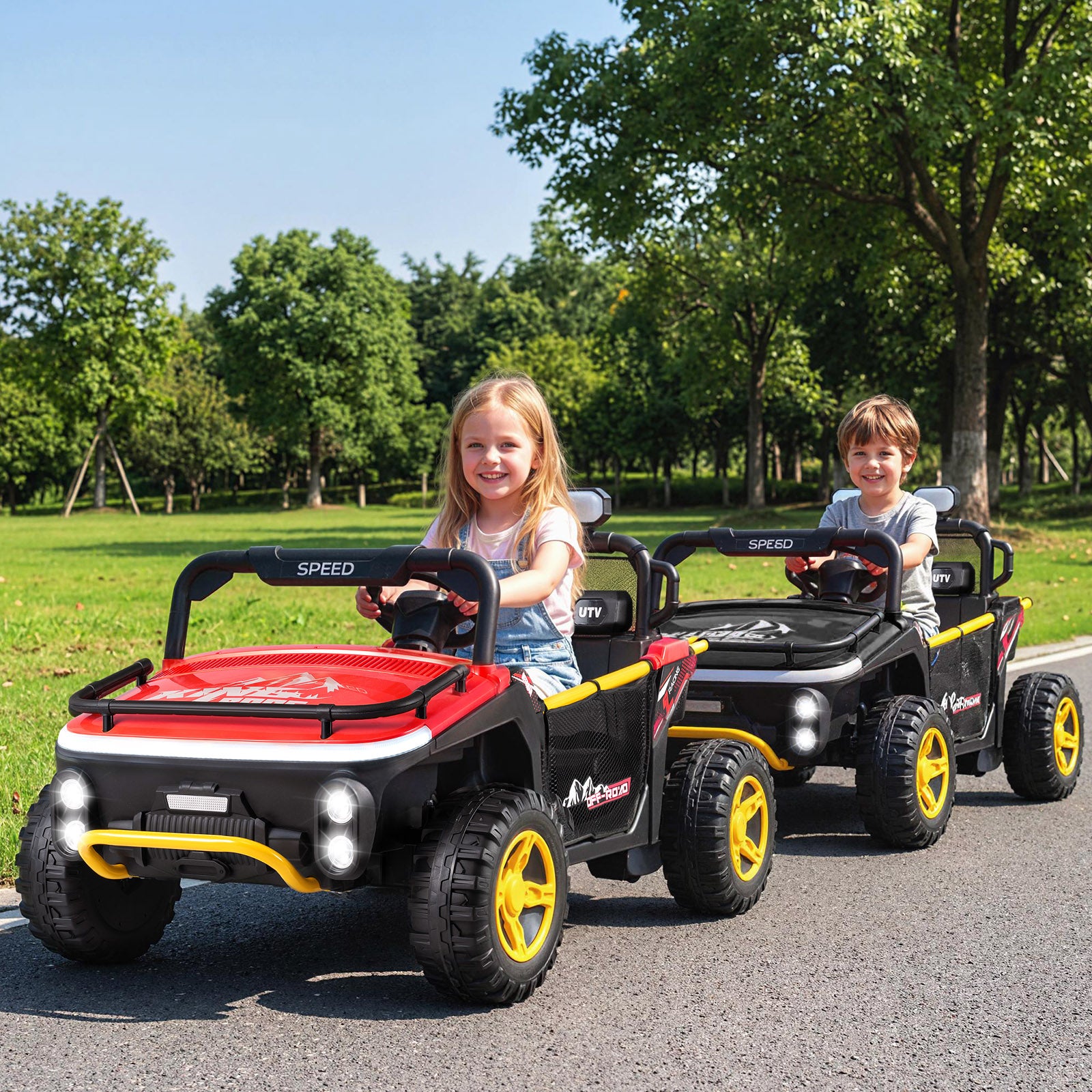 24V Ride on Toy for Kids 2 Seater Ride on Truck Car with Horn Music Story, Red Powered Ride On Toys at Gallery Canada