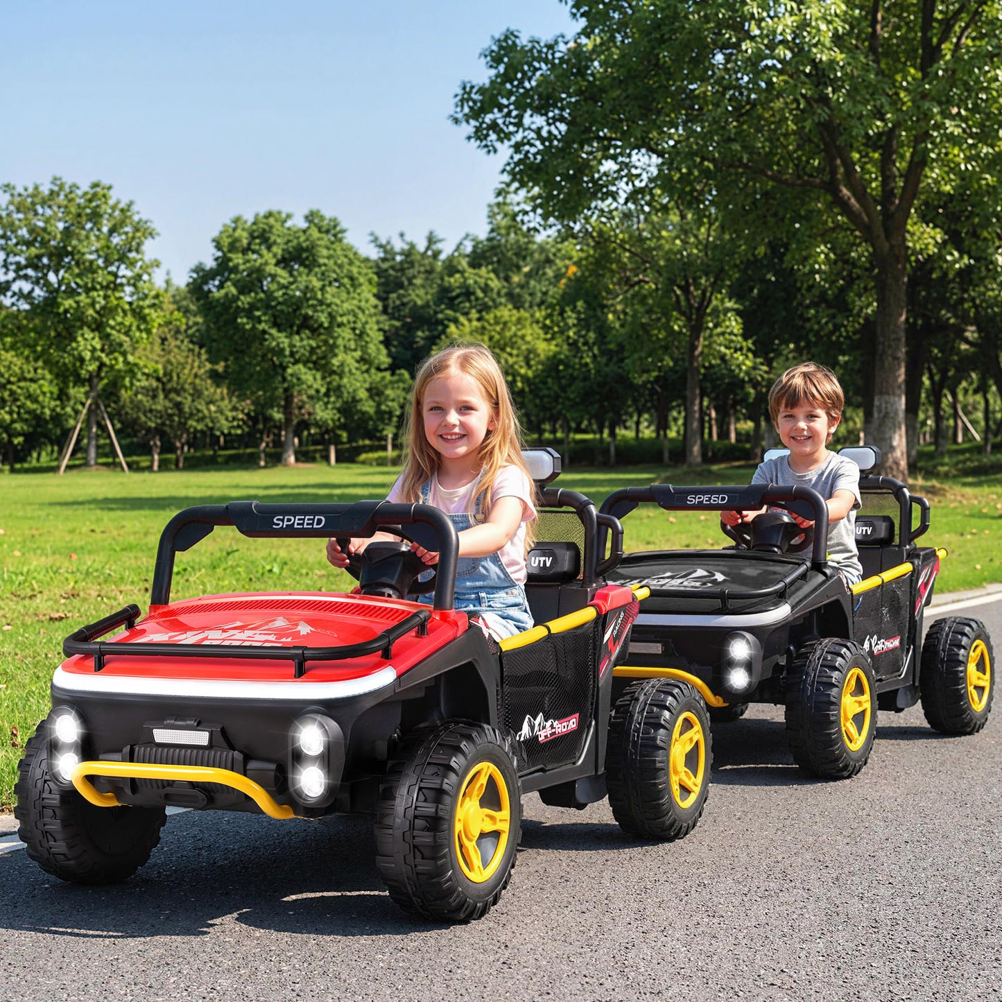 24V Ride on Toy for Kids 2 Seater Ride on Truck Car with Horn Music Story, Red Powered Ride On Toys at Gallery Canada