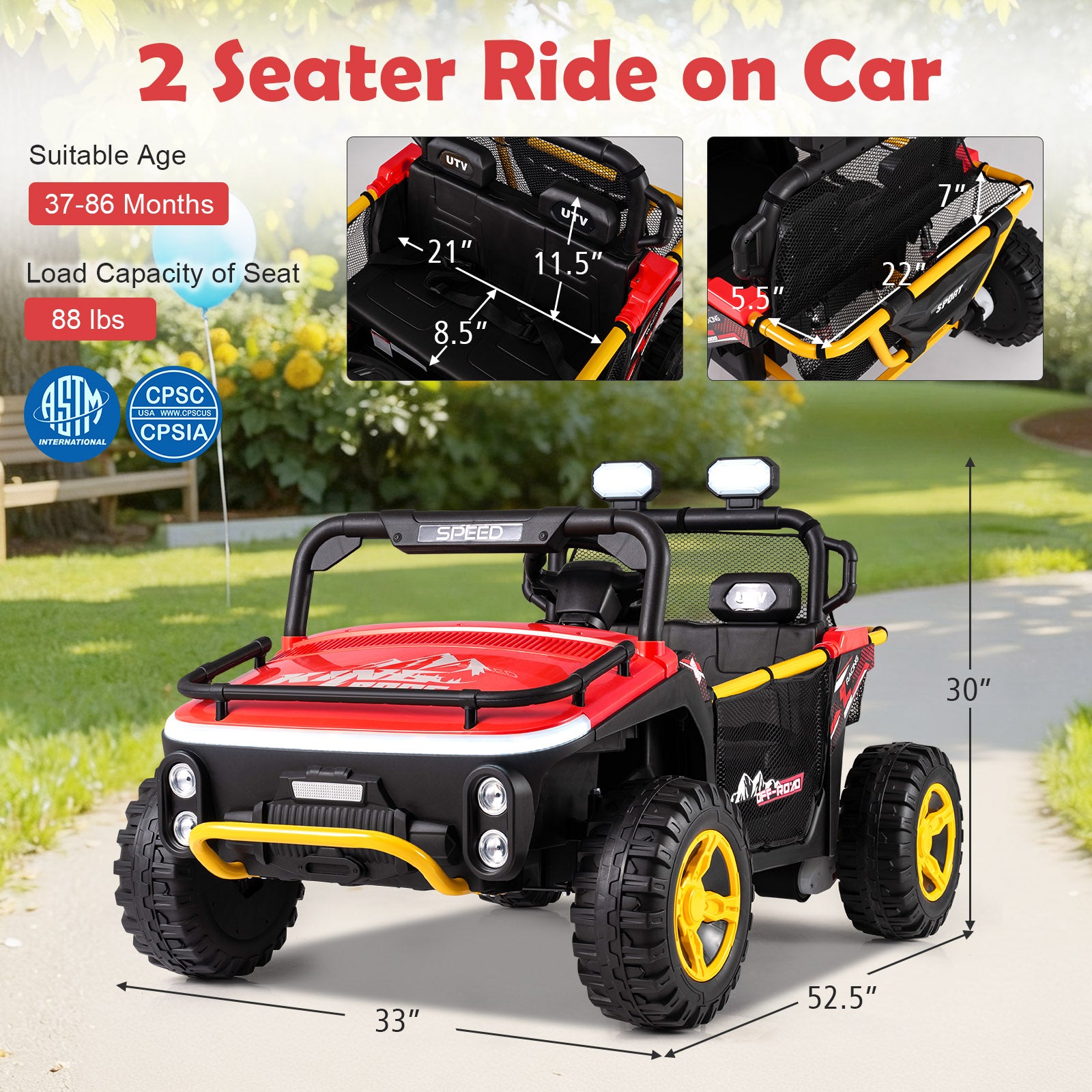 24V Ride on Toy for Kids 2 Seater Ride on Truck Car with Horn Music Story, Red Powered Ride On Toys at Gallery Canada