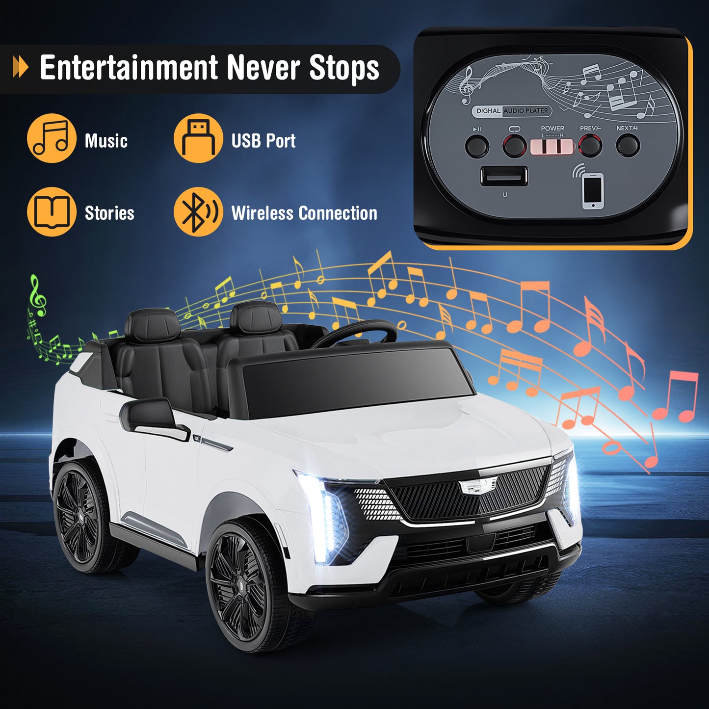 24V Ride On Truck, 2-Seater, Remote Control, White Powered Ride On Toys at Gallery Canada