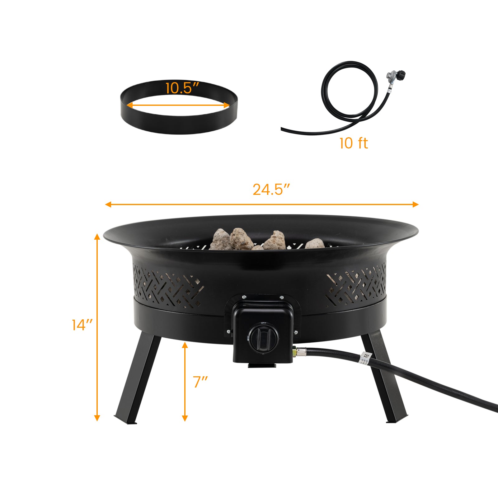 24.5 Inch Portable Propane Fire Pit with Carry Strap and Folding Legs Fire Pit Tables at Gallery Canada