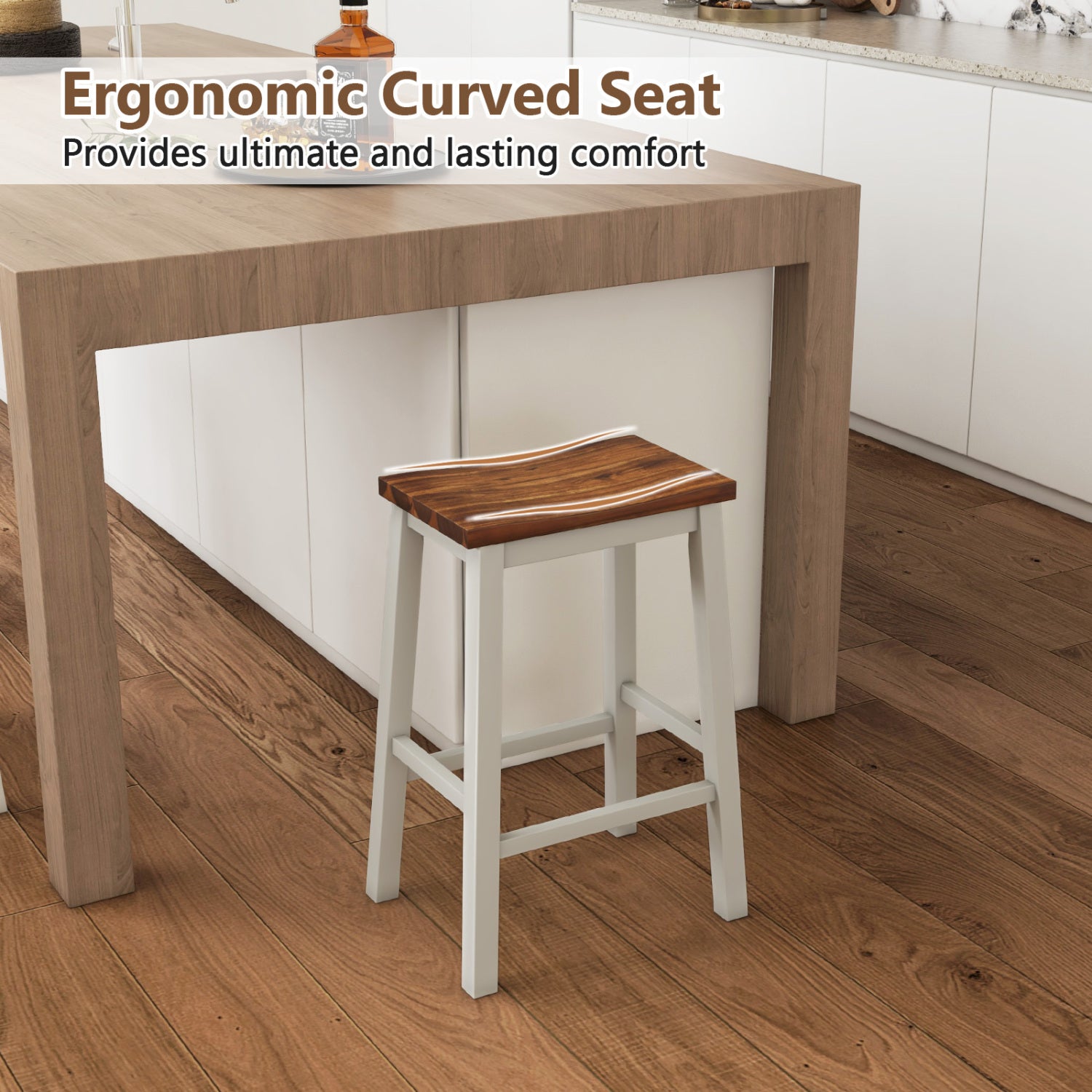 Set 4 Saddle Bar Stools with Footrests, Walnut Bar Stools at Gallery Canada