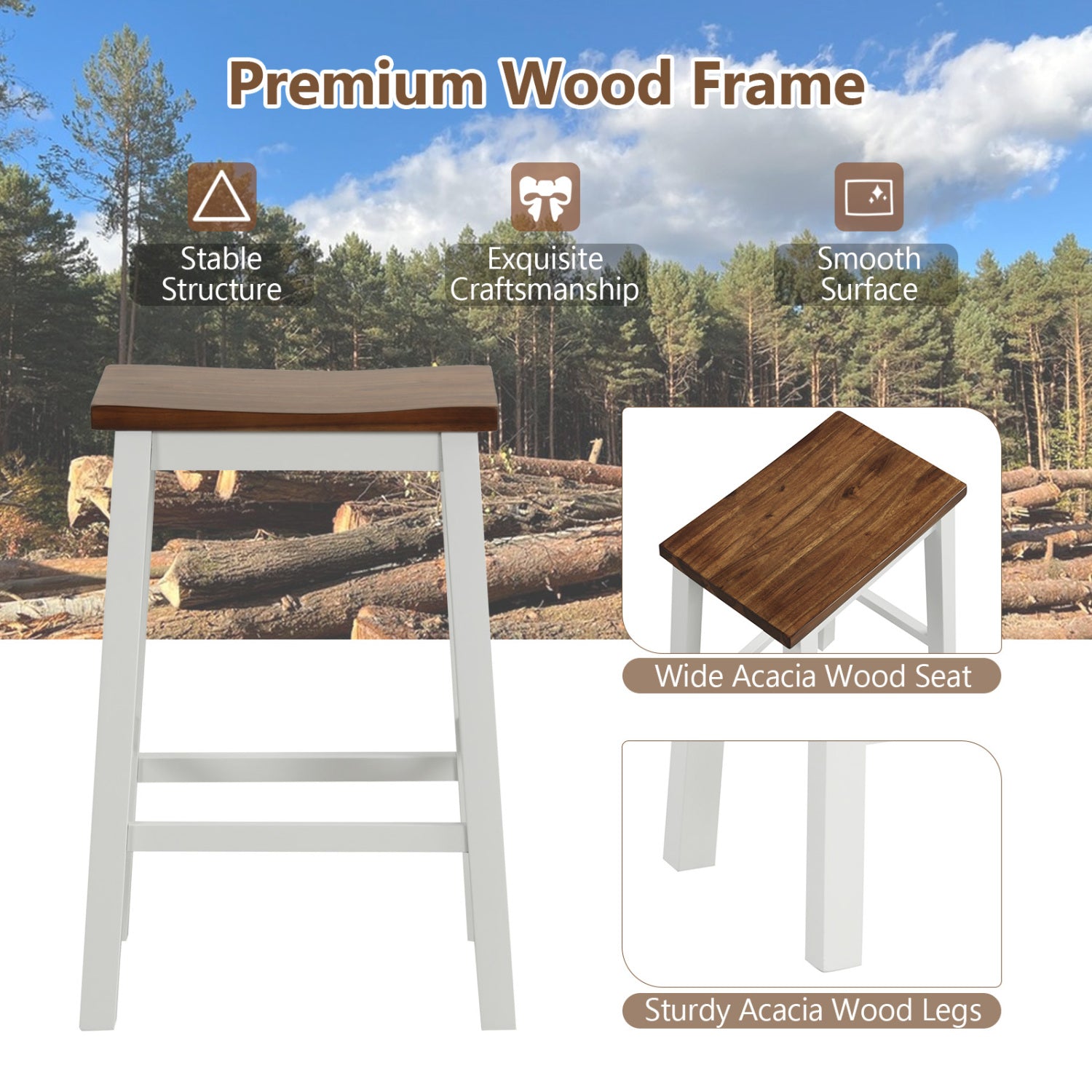 Set 4 Saddle Bar Stools with Footrests, Walnut Bar Stools at Gallery Canada