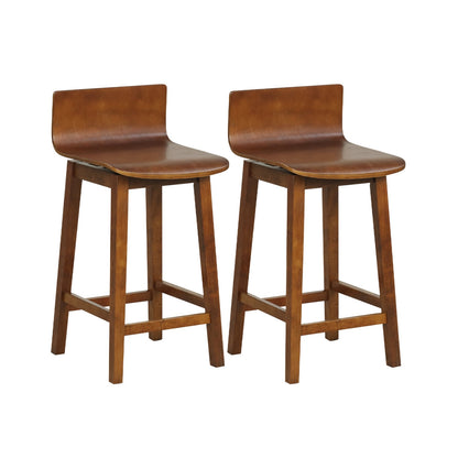 24.5 Inch Swivel Wooden Bar Stools, Set of 2, Walnut Bar Stools at Gallery Canada